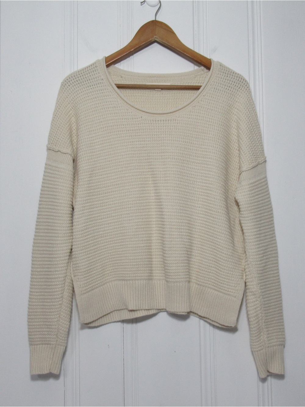 Lucky Brand Cream Knit Cozy Sweater Neutral Size Medium
